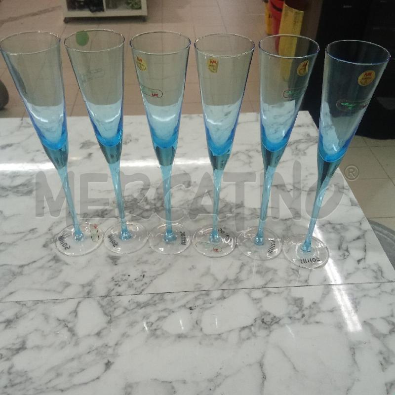 FLUTES PZ. VETRO AZZURRI IVAT GAMBO LUNGO | Mercatino dell'Usato Benevento 1