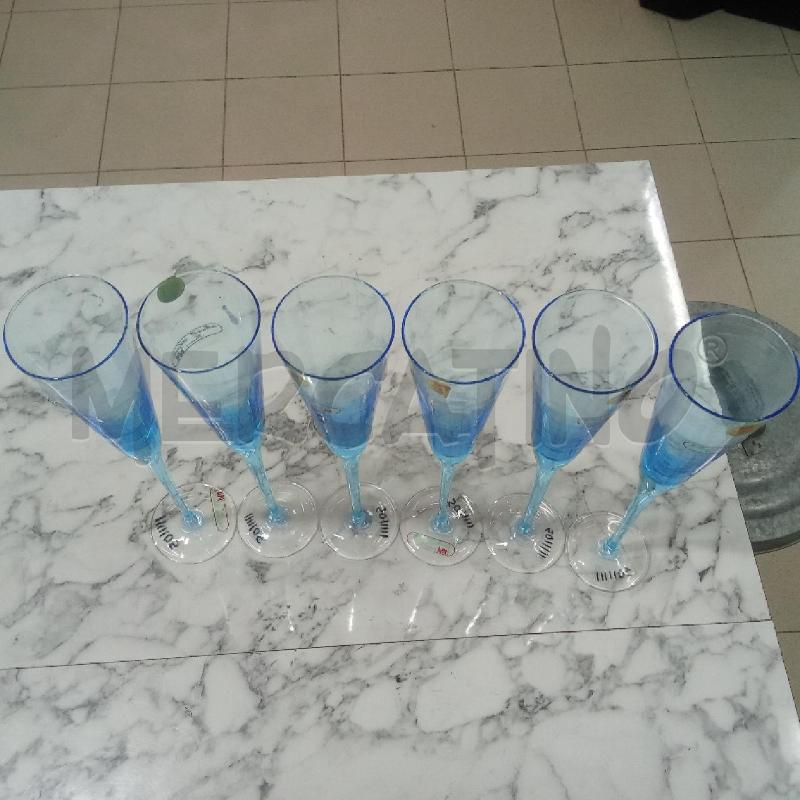 FLUTES PZ. VETRO AZZURRI IVAT GAMBO LUNGO | Mercatino dell'Usato Benevento 2