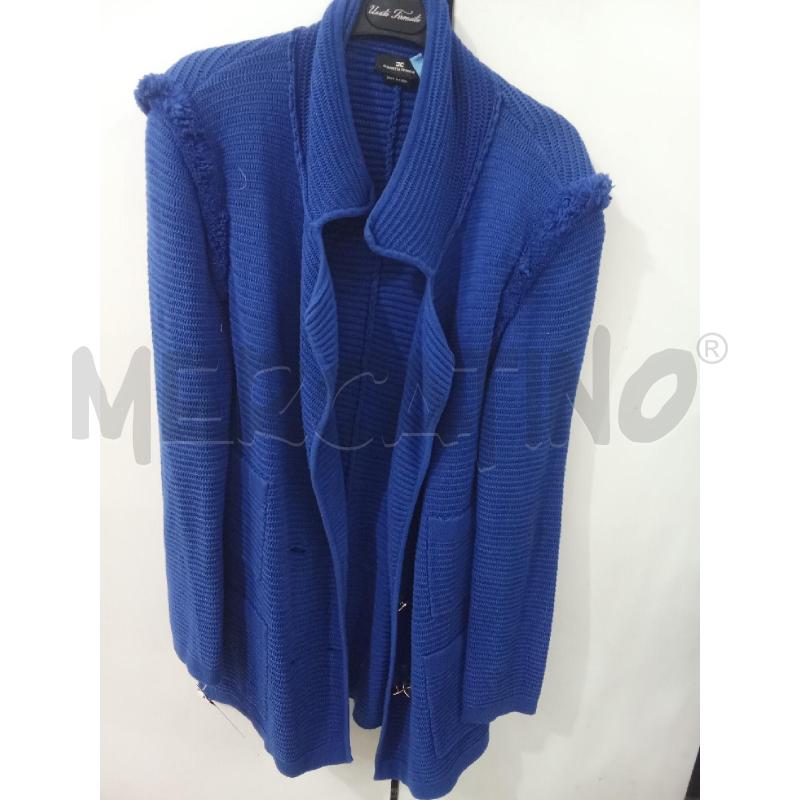 GIACCA DONNA TRICOT BLU ELETTRICO ELISABETTA FRANCHI BOTTONI DORATI  | Mercatino dell'Usato Benevento 1