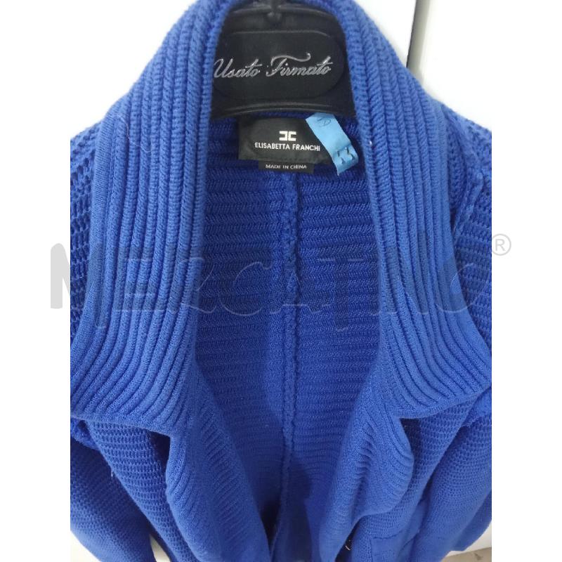 GIACCA DONNA TRICOT BLU ELETTRICO ELISABETTA FRANCHI BOTTONI DORATI  | Mercatino dell'Usato Benevento 3