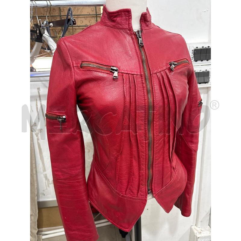 GIACCA DONNA VERA PELLE ROSSA ZIP CENTRALE ARTIGLI | Mercatino dell'Usato Benevento 1