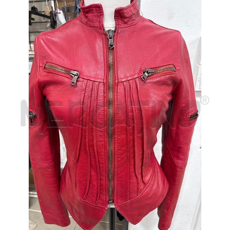 GIACCA DONNA VERA PELLE ROSSA ZIP CENTRALE ARTIGLI | Mercatino dell'Usato Benevento 2