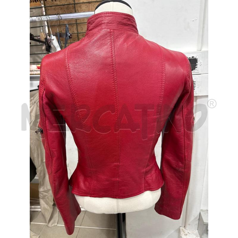 GIACCA DONNA VERA PELLE ROSSA ZIP CENTRALE ARTIGLI | Mercatino dell'Usato Benevento 3