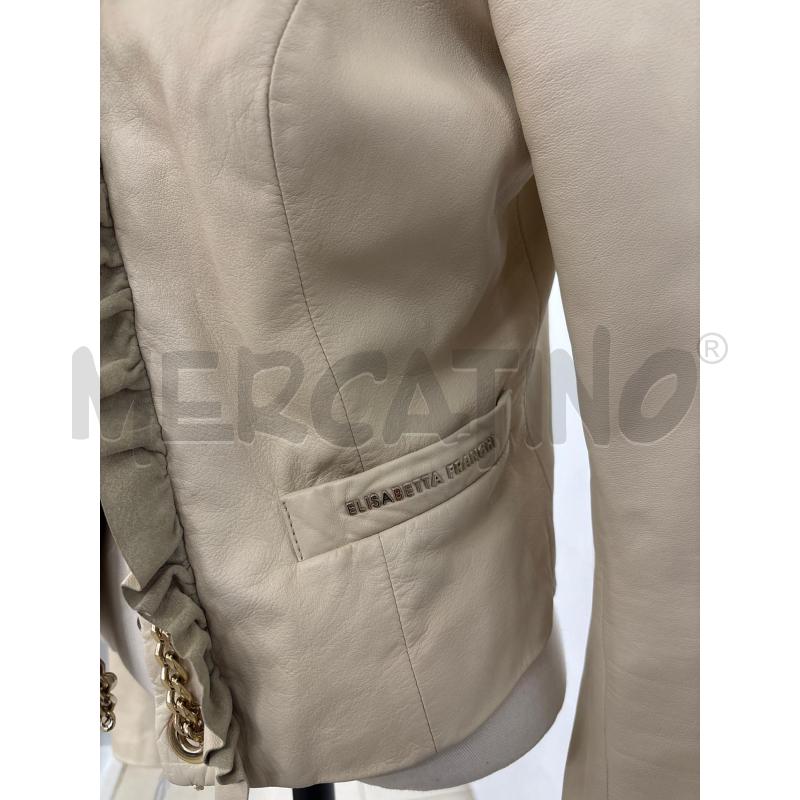 GIACCA PELLE DONNA BEIGE CON DETTAGLI CATENA DORATA ELISABETTA FRANCHI | Mercatino dell'Usato Benevento 3