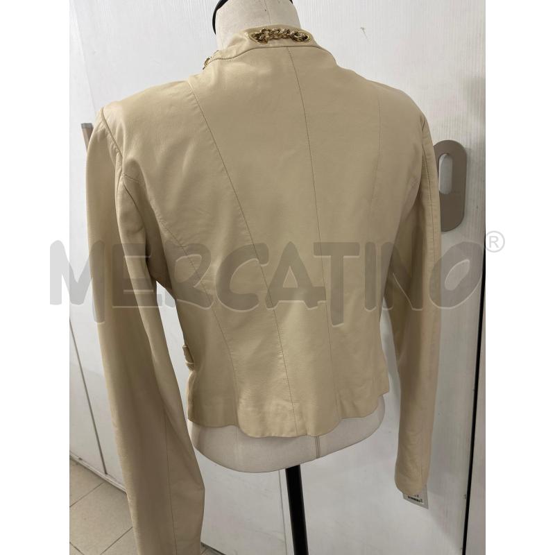 GIACCA PELLE DONNA BEIGE CON DETTAGLI CATENA DORATA ELISABETTA FRANCHI | Mercatino dell'Usato Benevento 4