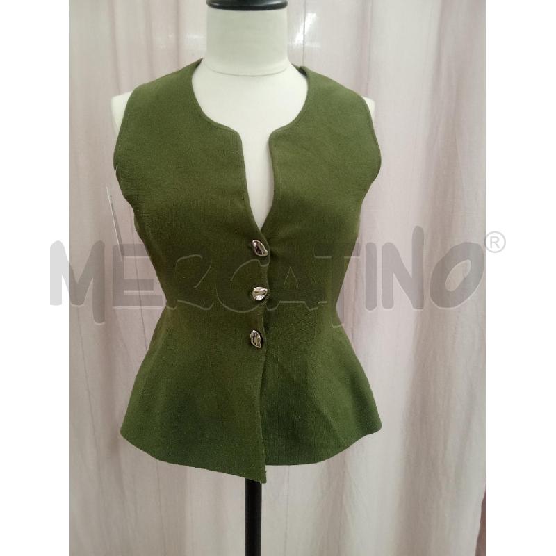 GILET A MAGLIA DONNA VERDE BOTTONI GRIGI ZARA  | Mercatino dell'Usato Benevento 1