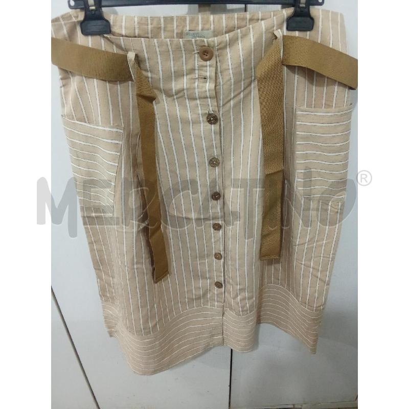 GONNA BEIGE A RIGHE BIANCHE CON BOTTONI  OLTRE | Mercatino dell'Usato Benevento 1