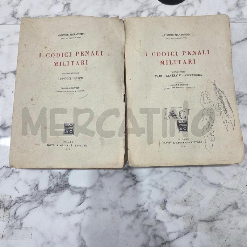 I CODICI PENALI MILITARI VOL 1 E 2,1951 | Mercatino dell'Usato Benevento 1