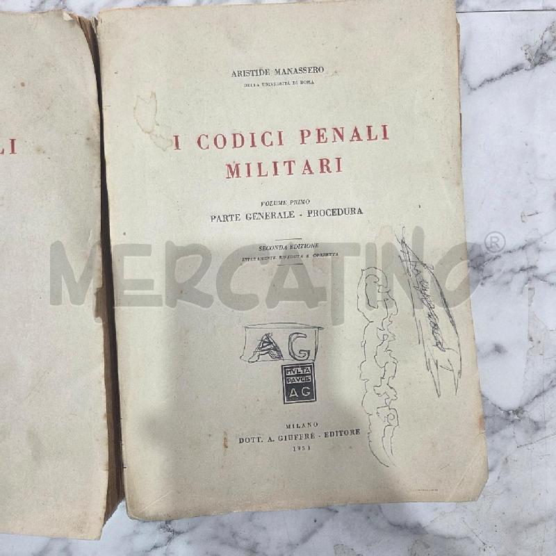 I CODICI PENALI MILITARI VOL 1 E 2,1951 | Mercatino dell'Usato Benevento 2