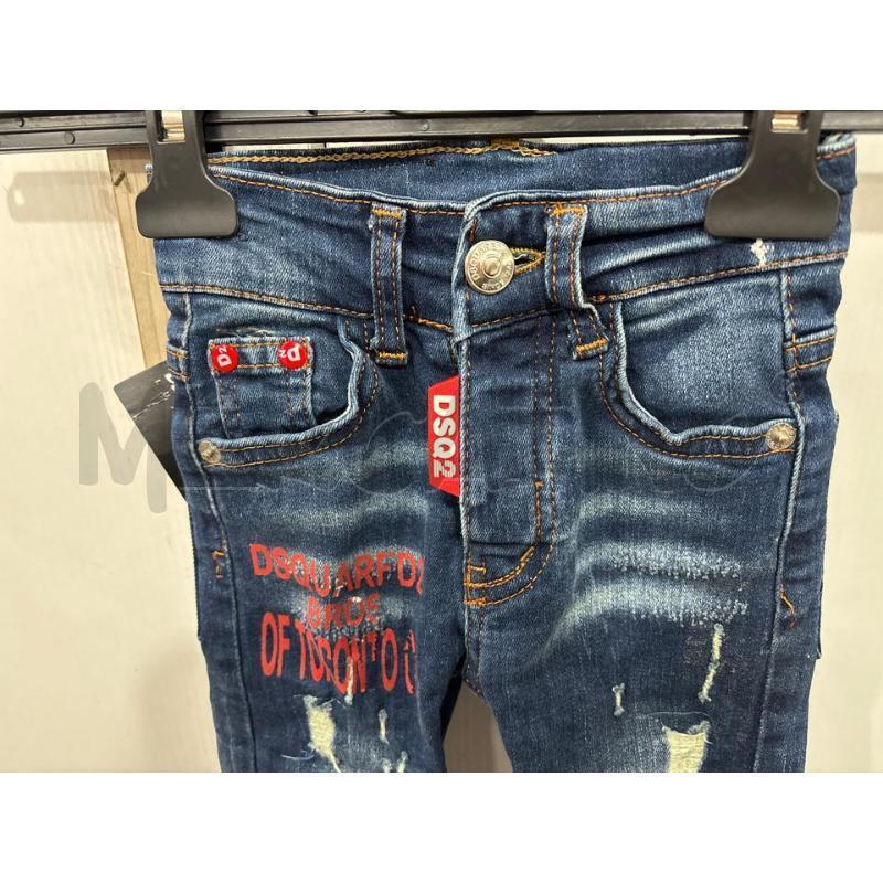 JEANS BAMBINO SCURO FINTI STRAPPI CON SCRITTE ROSSE DSQUARED2 | Mercatino dell'Usato Benevento 2