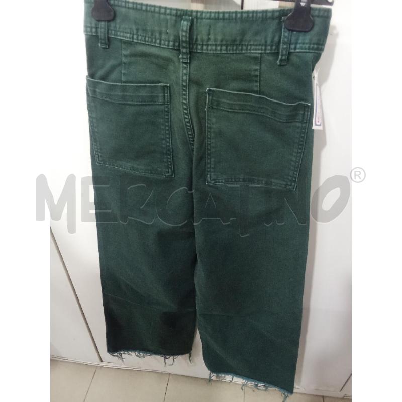 JEANS DONNA LARGO VERDE ZARA ORLO SFRANGIATO  | Mercatino dell'Usato Benevento 3