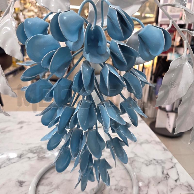 LAMPADA DA TAVOLO DESIGN PIOGGIA DI PETALI AZZURRI CON DOPPIA FILA DI FOGLIE SMALTATA ANNI 70 | Mercatino dell'Usato Benevento 2