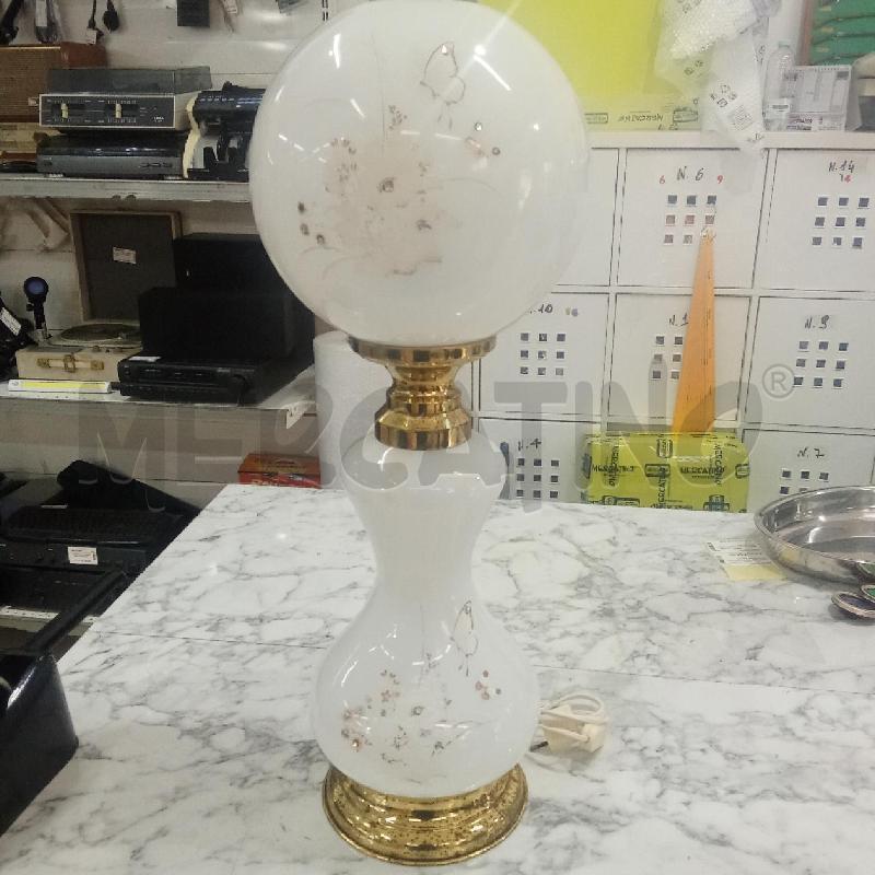 LAMPADA VETRO BASE DORATA FIORI MARRONI CALOTTA TONDA VETRO | Mercatino dell'Usato Benevento 4