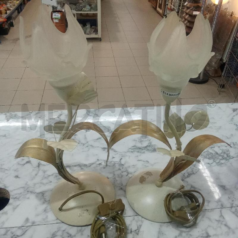 LAMPADE PZ. COPPIA FERRO BATTUTO BIANCO FOGLIE  | Mercatino dell'Usato Benevento 1