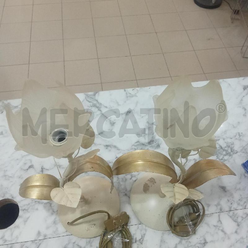 LAMPADE PZ. COPPIA FERRO BATTUTO BIANCO FOGLIE  | Mercatino dell'Usato Benevento 3