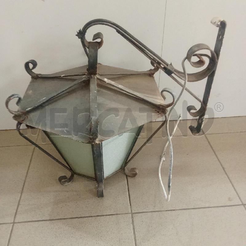 LAMPIONE DA ESTERNO FERRO BATTUTO INS VETRI | Mercatino dell'Usato Benevento 1