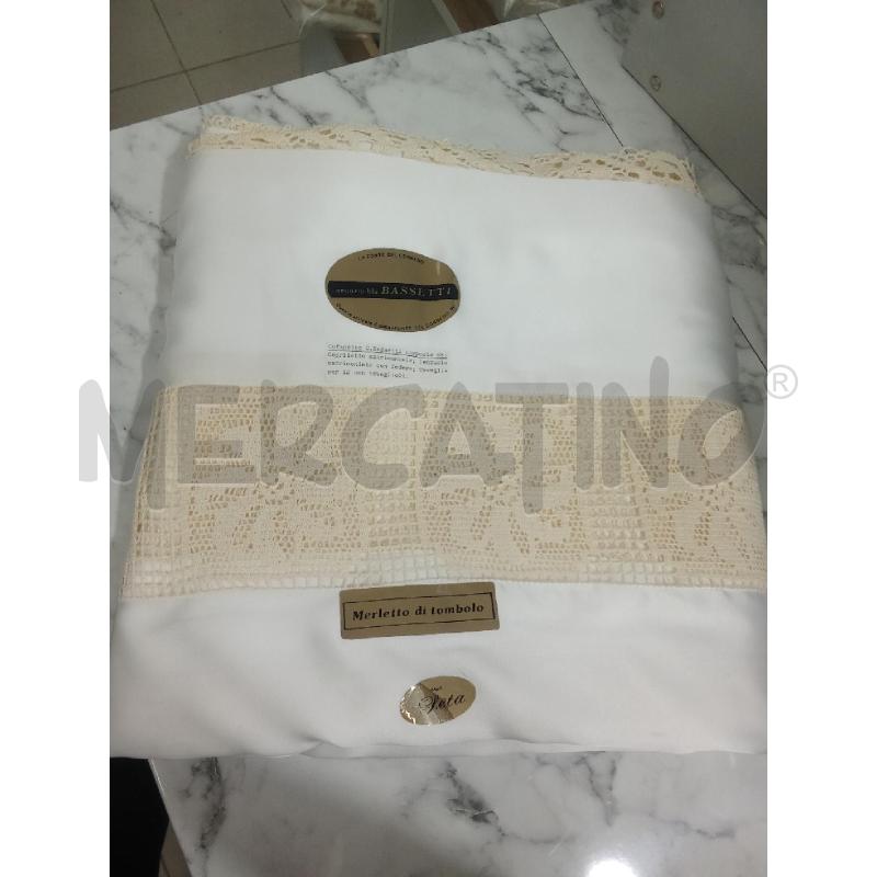 LENZUOLO MATRIMONIALE +COPRIL.BIANCO RICAMO TOMBOLO | Mercatino dell'Usato Benevento 1