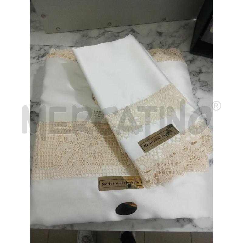 LENZUOLO MATRIMONIALE +COPRIL.BIANCO RICAMO TOMBOLO | Mercatino dell'Usato Benevento 5