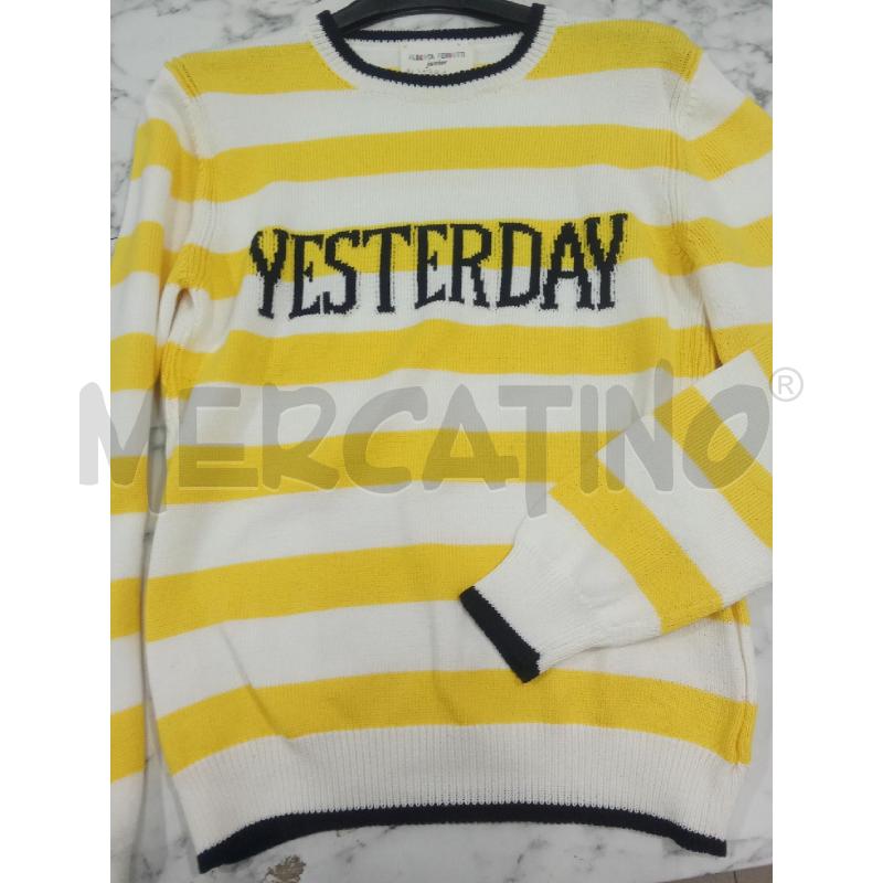 MAGLIA BAMBINA BIANCA GIALLA RIGHE ALBA FERRETTI | Mercatino dell'Usato Benevento 3