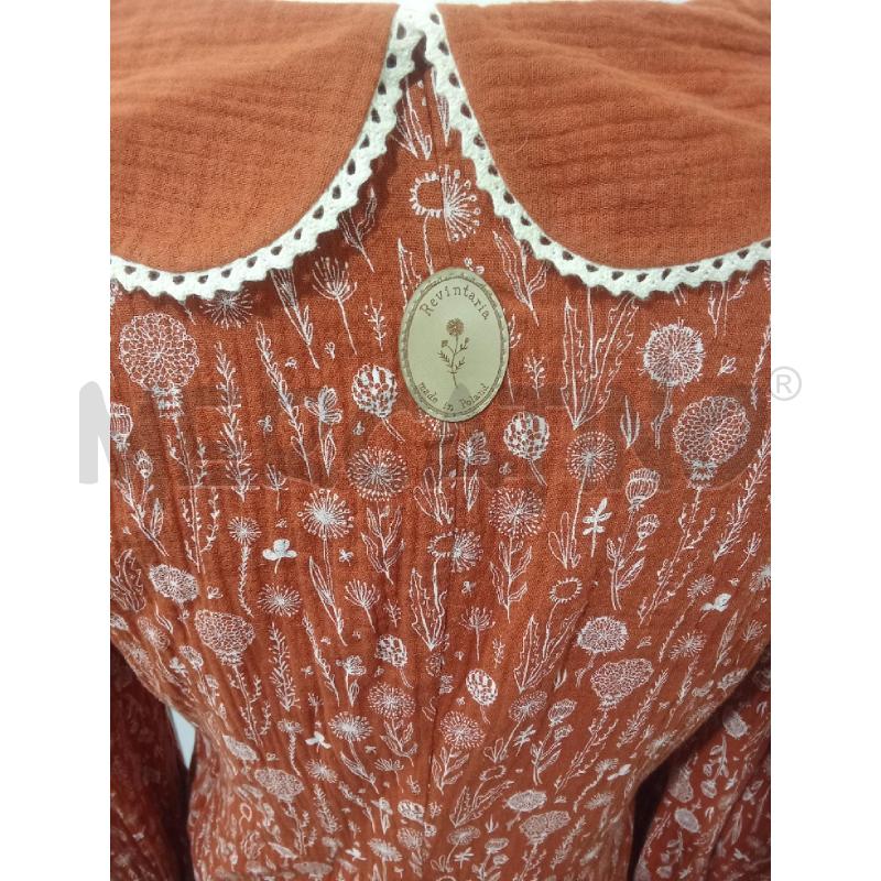 MAGLIA DONNA ARANCIONE SCURO FIORELLINI BIANCHI REVINTARIA  | Mercatino dell'Usato Benevento 4