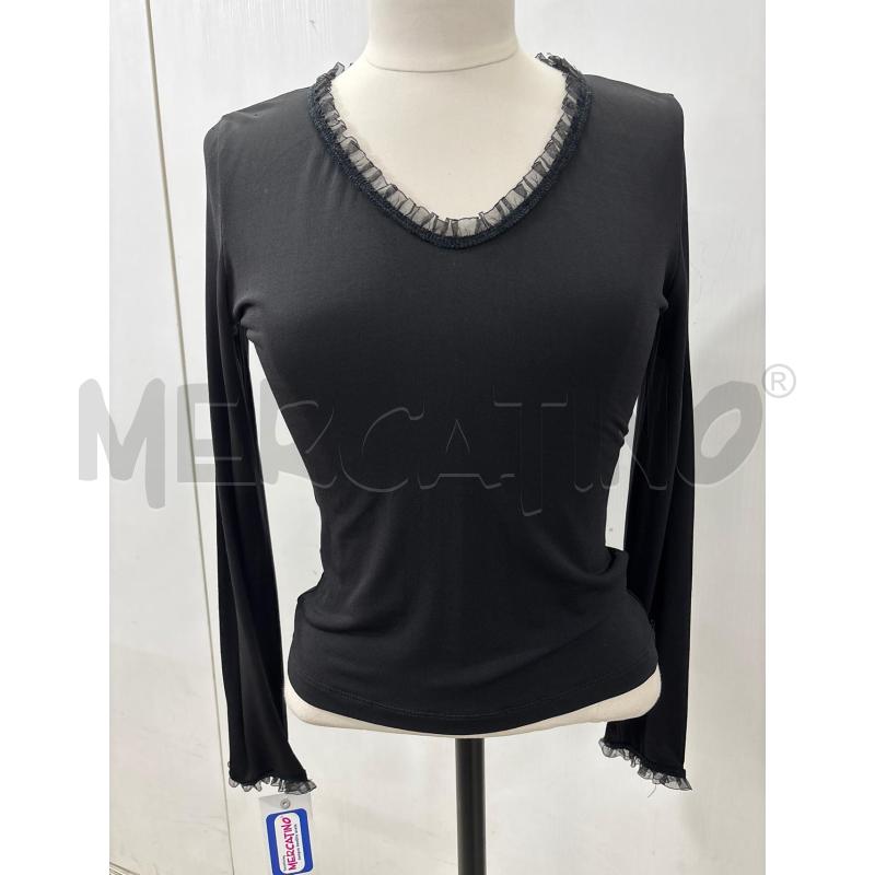 MAGLIA DONNA NERA MANICA LUNGA ROUGE BORDINI CAMOMILLA | Mercatino dell'Usato Benevento 1