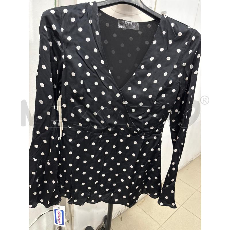 MAGLIA DONNA NERA POIS BIANCHI SOLLO INCROCIO GUESS | Mercatino dell'Usato Benevento 1