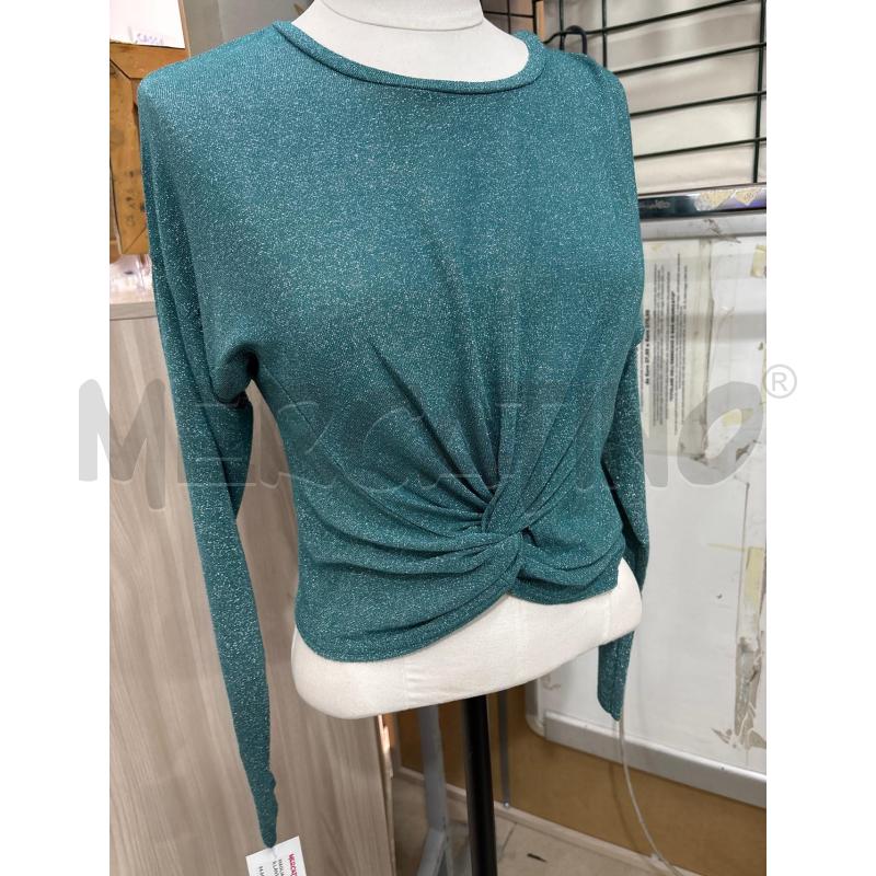 MAGLIA DONNA VERDE BRILLANTINATA CON NODO TENSIONE IN | Mercatino dell'Usato Benevento 1