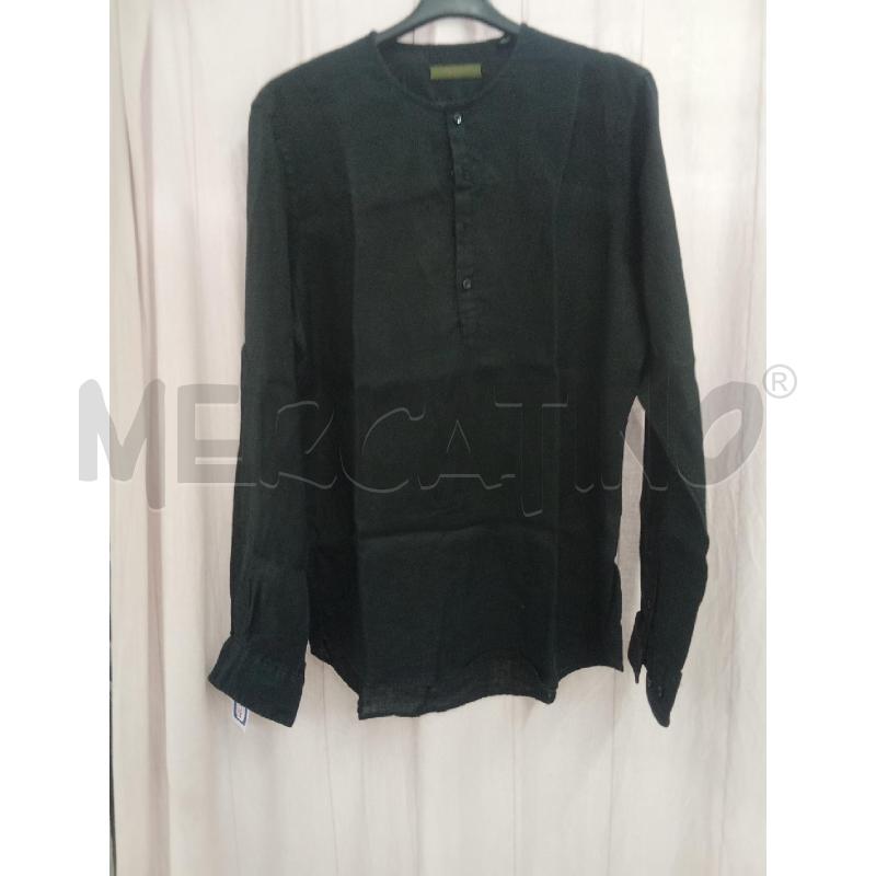 MAGLIA UOMO NERA LINO BOTTONI AL PETTO OUTFIT  | Mercatino dell'Usato Benevento 1