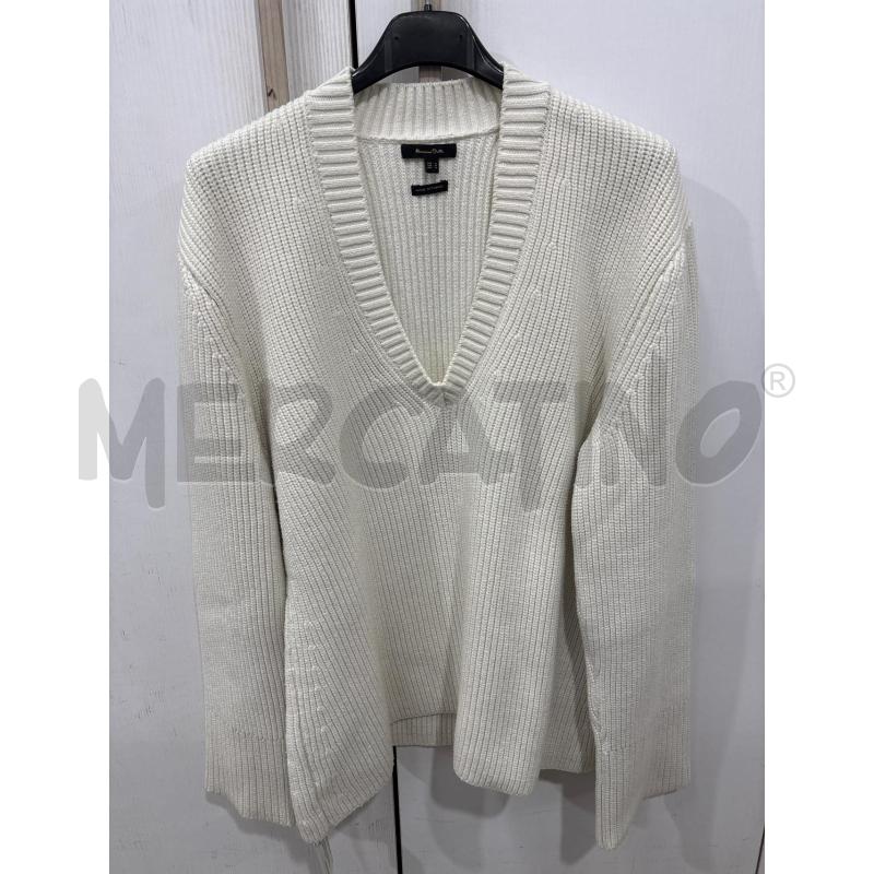 MAGLIONE DONNA BIANCO SCOLLO V MASSIMO DUTTI | Mercatino dell'Usato Benevento 1