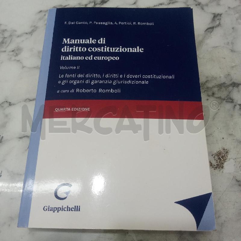 MANUALE DI DIRITTO COSTITUZIONALE ITALIANO ED EUROPEO VOL 2 | Mercatino dell'Usato Benevento 1