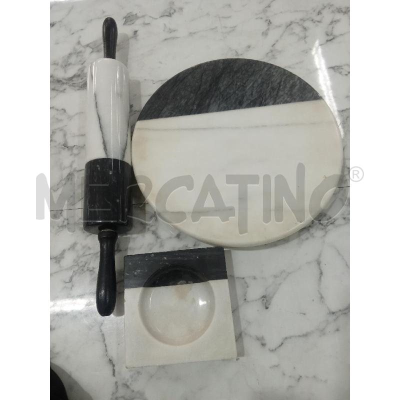 MATTARELLO+VASSOIO GIREVOLE MARMO BIANCO NERO | Mercatino dell'Usato Benevento 1