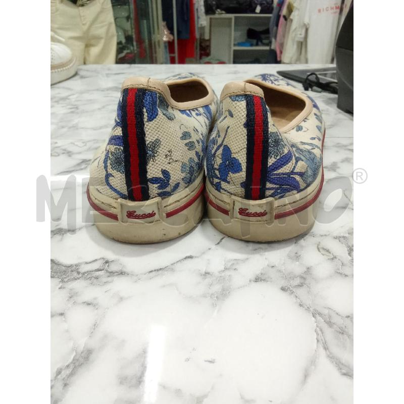 MOCASSINI DONNA GUCCI BEIGE FIORI BLU  | Mercatino dell'Usato Benevento 3