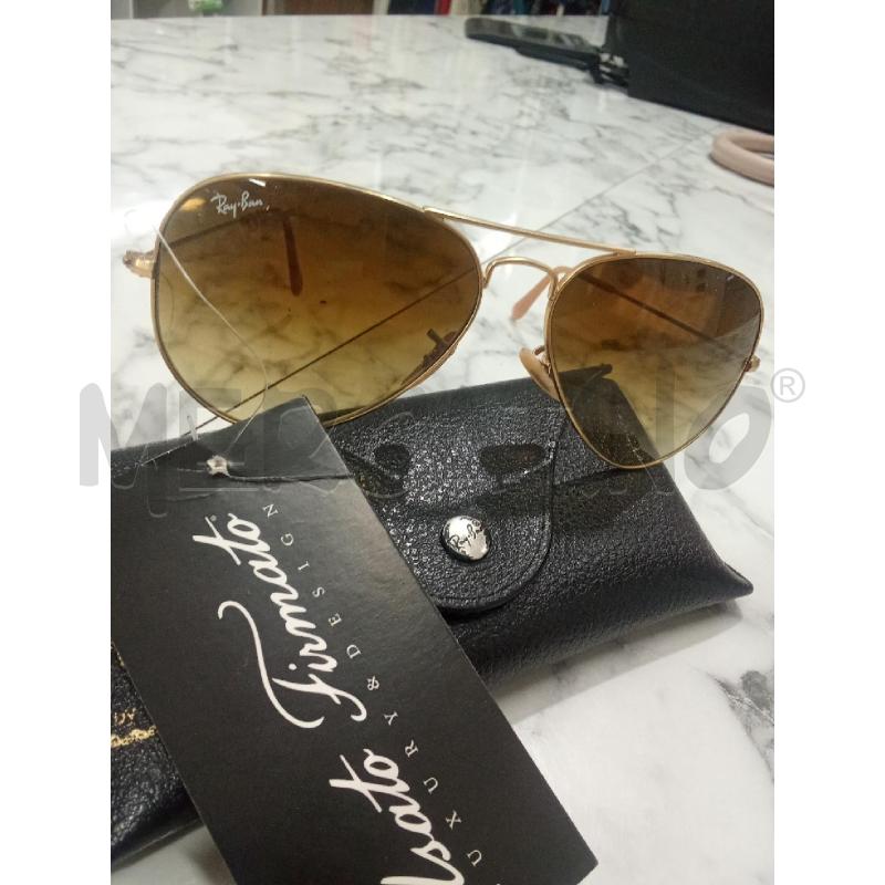 OCCHIALI DONNA DA SOLE RAYBAN AVIATOR ASTE DORATE  | Mercatino dell'Usato Benevento 2