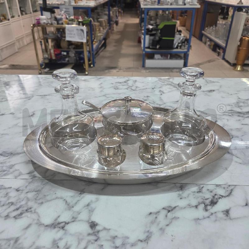 OLIO ACETO +SALE PEPE VASSOIO SILVER PLATED INS VETRO | Mercatino dell'Usato Benevento 1