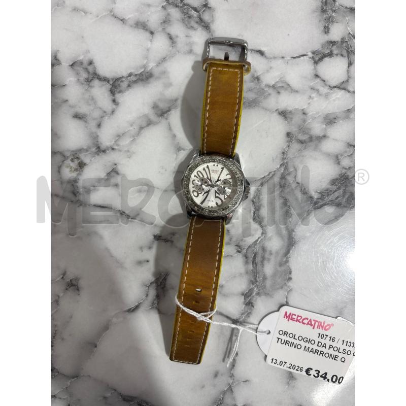 OROLOGIO DA POLSO CINTURINO MARRONE QUADRANTE STRASS GUESS | Mercatino dell'Usato Benevento 1
