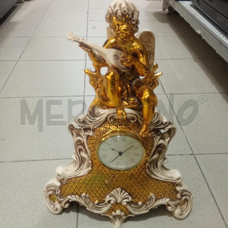 OROLOGIO DA TAVOLO RESINA DORATO BIANCO ANGIOLETTO | Mercatino dell'Usato Benevento 1