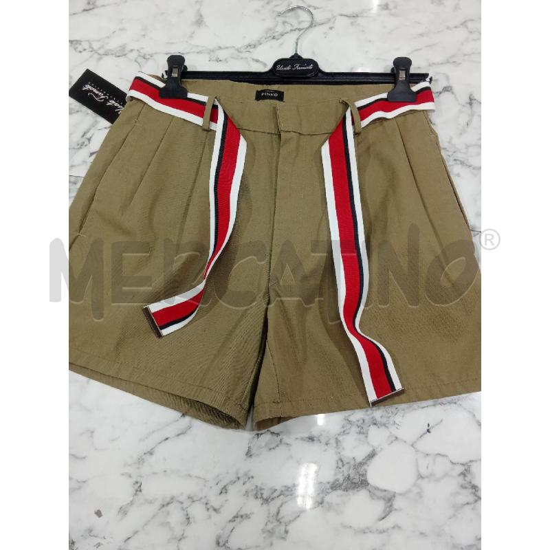 PANTALONCINO DONNA BEIGE CINTURA ROSSA E BIANCA PINKO  | Mercatino dell'Usato Benevento 1
