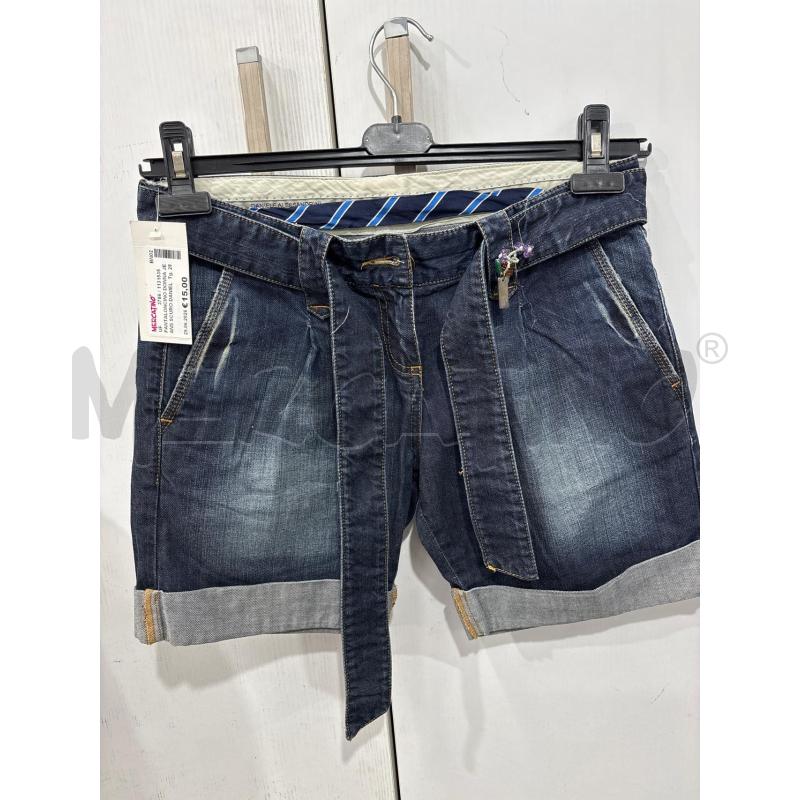PANTALONCINO DONNA JEANS SCURO DANIELE ALESSANDRINI CON CINTURA | Mercatino dell'Usato Benevento 1