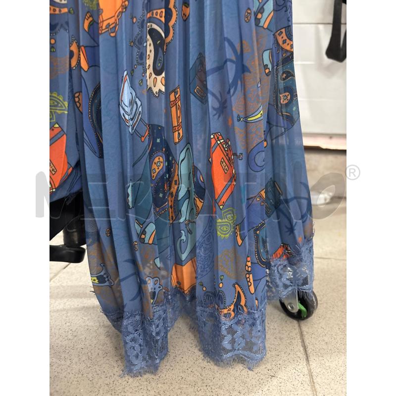 PANTALONE DONNA AZZURRO PLISSETTATO CON ELEFANTI SHOWBIZ | Mercatino dell'Usato Benevento 2