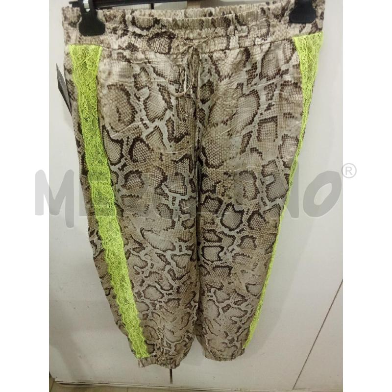 PANTALONE DONNA BEIGE BANDE VERDI FLUO FANTASIA PITONATA PINKO | Mercatino dell'Usato Benevento 1