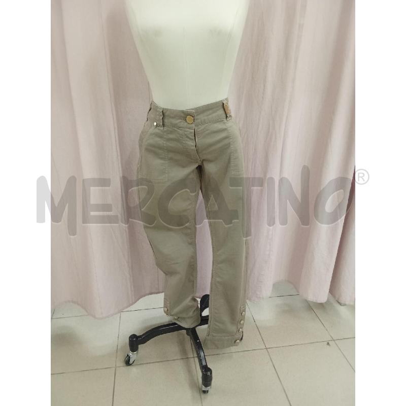 PANTALONE DONNA BEIGE BOTTONI DORATI VITA BASSA ELISABETTA FRANCHI | Mercatino dell'Usato Benevento 1