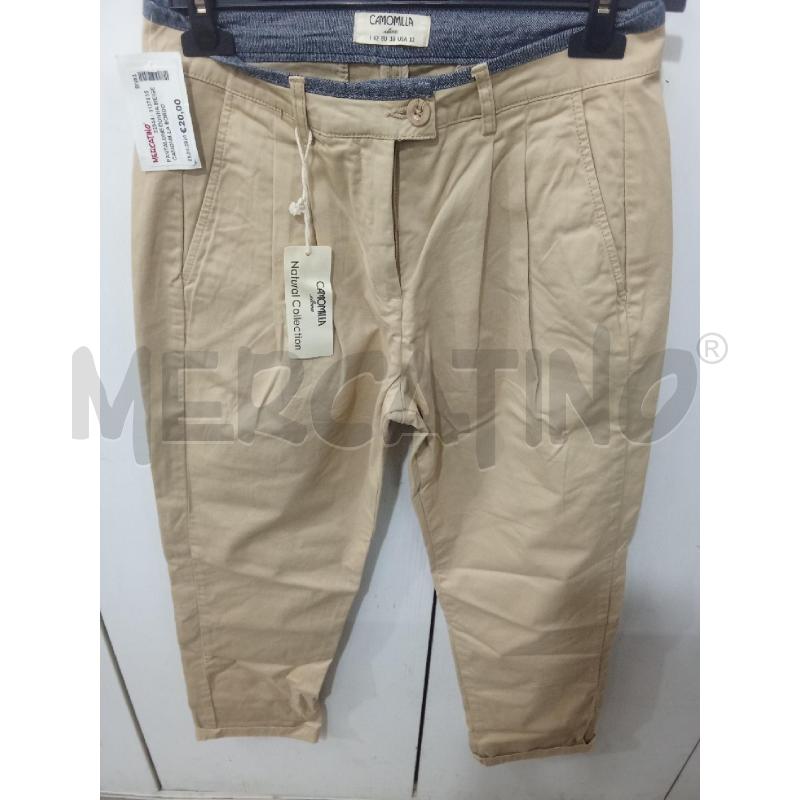 PANTALONE DONNA BEIGE CAMOMILLA BORDO GRIGIO | Mercatino dell'Usato Benevento 1