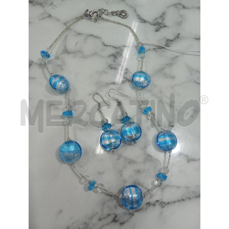 PARURE AZZURRA ANTICA MURRINA COLLANA+ORECCHINI | Mercatino dell'Usato Benevento 1