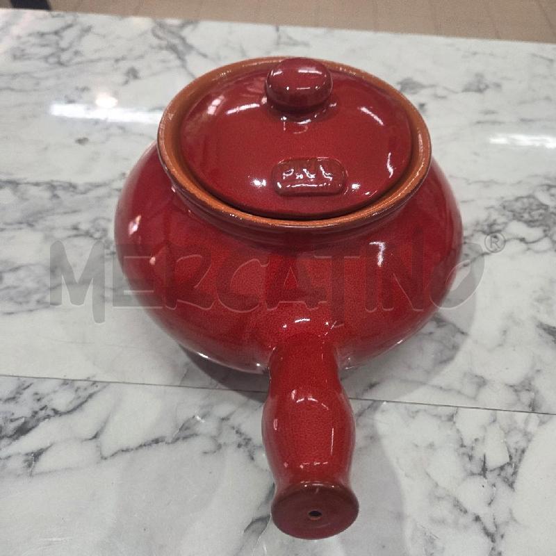 PENTOLINO TERRACOTTA ROSSO SMALTATO MANICO | Mercatino dell'Usato Benevento 1