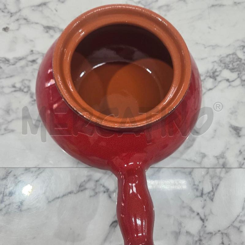 PENTOLINO TERRACOTTA ROSSO SMALTATO MANICO | Mercatino dell'Usato Benevento 3