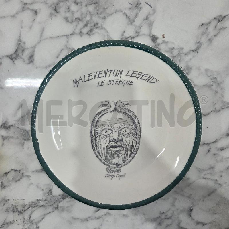 PIATTO CER BIANCO VERDE MALEVENTUM LEGEND STRIGA CAPRA | Mercatino dell'Usato Benevento 1