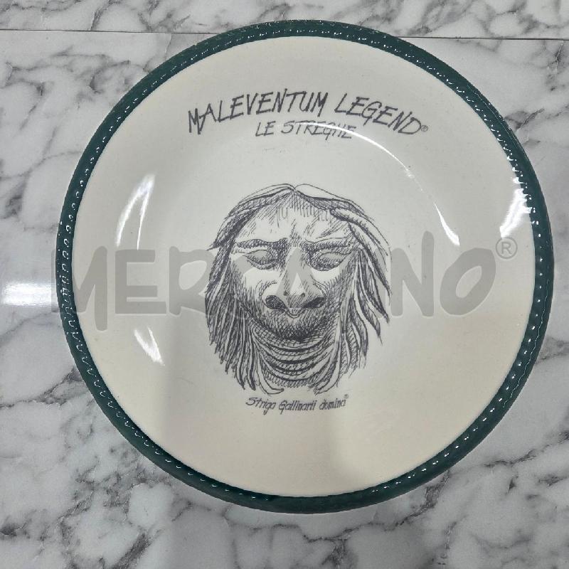 PIATTO CER BIANCO VERDE MALEVENTUM STRIGA GALLINARI DOMINA | Mercatino dell'Usato Benevento 1
