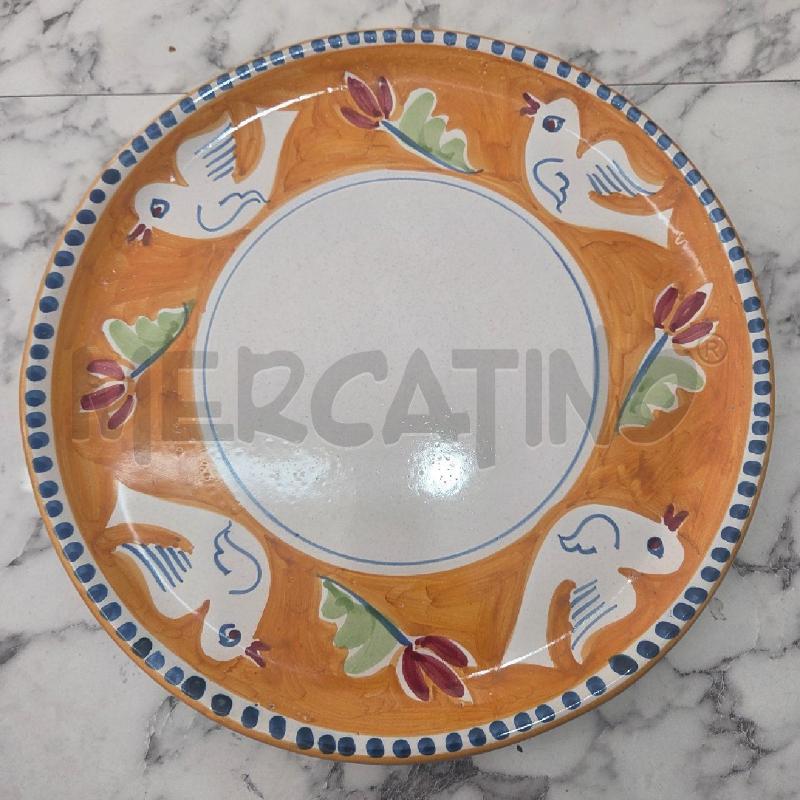 PIATTO TERRACOTTA ARANCIONE UCCELLINI BIANCHI SOLIMENE VIETRI | Mercatino dell'Usato Benevento 1