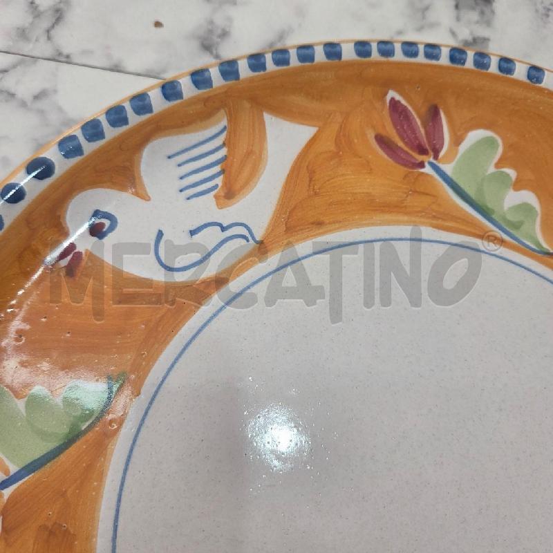 PIATTO TERRACOTTA ARANCIONE UCCELLINI BIANCHI SOLIMENE VIETRI | Mercatino dell'Usato Benevento 2