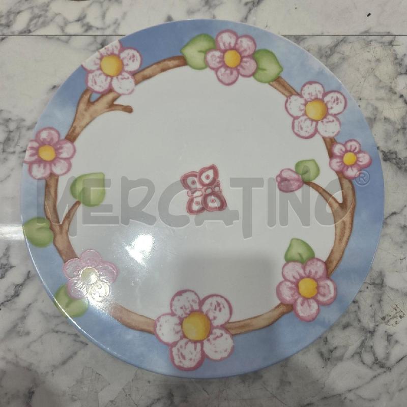 PIATTO TORTA+SOTTOPENTOLA+PALETTA DOLCE THUN AZZURRO FIORE DI PESCO | Mercatino dell'Usato Benevento 2